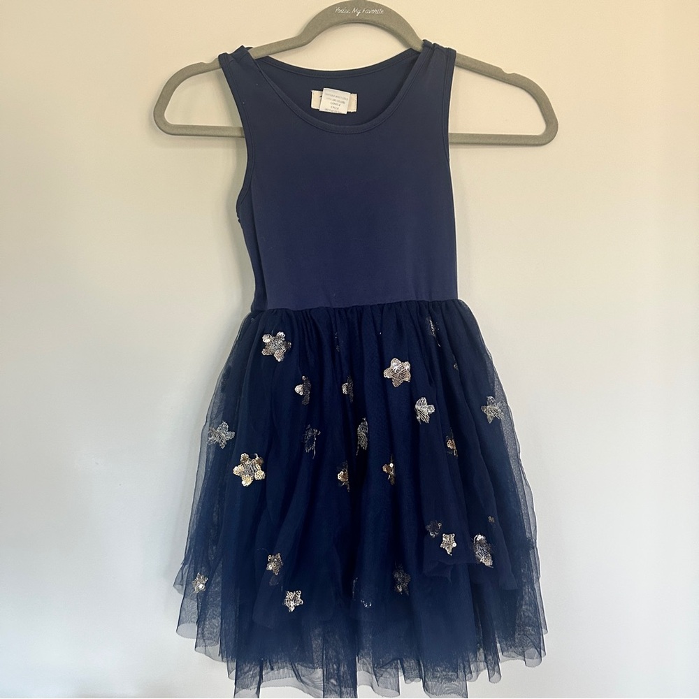 Taylor Joelle Sequin Star Navy Blue Sleeveless Dress with Twirl Tulle 7